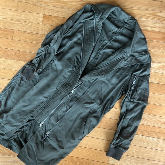 All Saints Oren Light Parka, Olive, Size Small - Picture 2 of 6